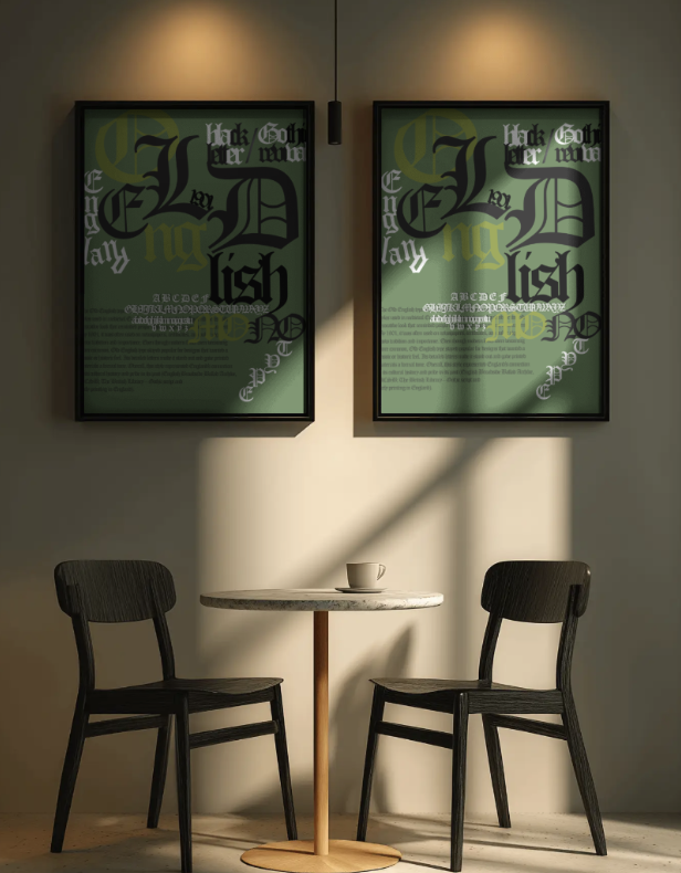 Old English typeface poster detail